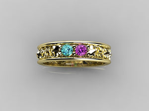 Christopher Michael designed Two Stone Celtic Style Mothers Ring With 3mm Natural Birthstones*