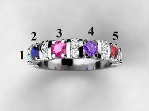 Our Most Popular Mothers ring with Five Larger 3.5 mm Gems by Christopher Michael*