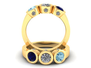 Christopher Michael Design with 3 Bezel Set Gemstones and Diamonds