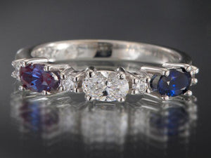 3 Birthstone Christopher Michael Designed Ring With Oval Birthstones Set East to West* - MothersFamilyRings.com