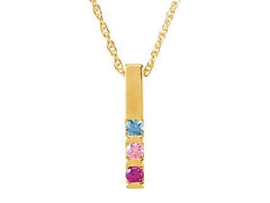 3 stone Channel Set Mother's Pendant with Natural Gemstones - mothers family rings