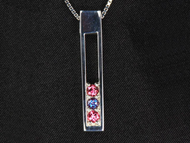 3 Stone Modern Mother's Pendant with Balanced Framework - mothers family rings