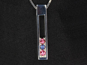 3 Stone Modern Mother's Pendant with Balanced Framework - mothers family rings