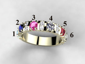 Our Most Popular Mothers ring with Six Larger 3.5 mm Gems by Christopher Michael*