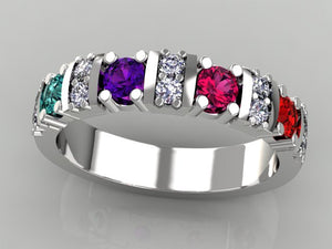 4 Birthstone Christopher Michael Designed Mothers Ring with Fine Diamonds* - MothersFamilyRings.com