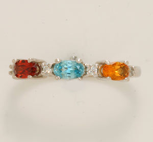 3 Birthstone Christopher Michael Designed Ring With Oval Birthstones Set East to West* - MothersFamilyRings.com