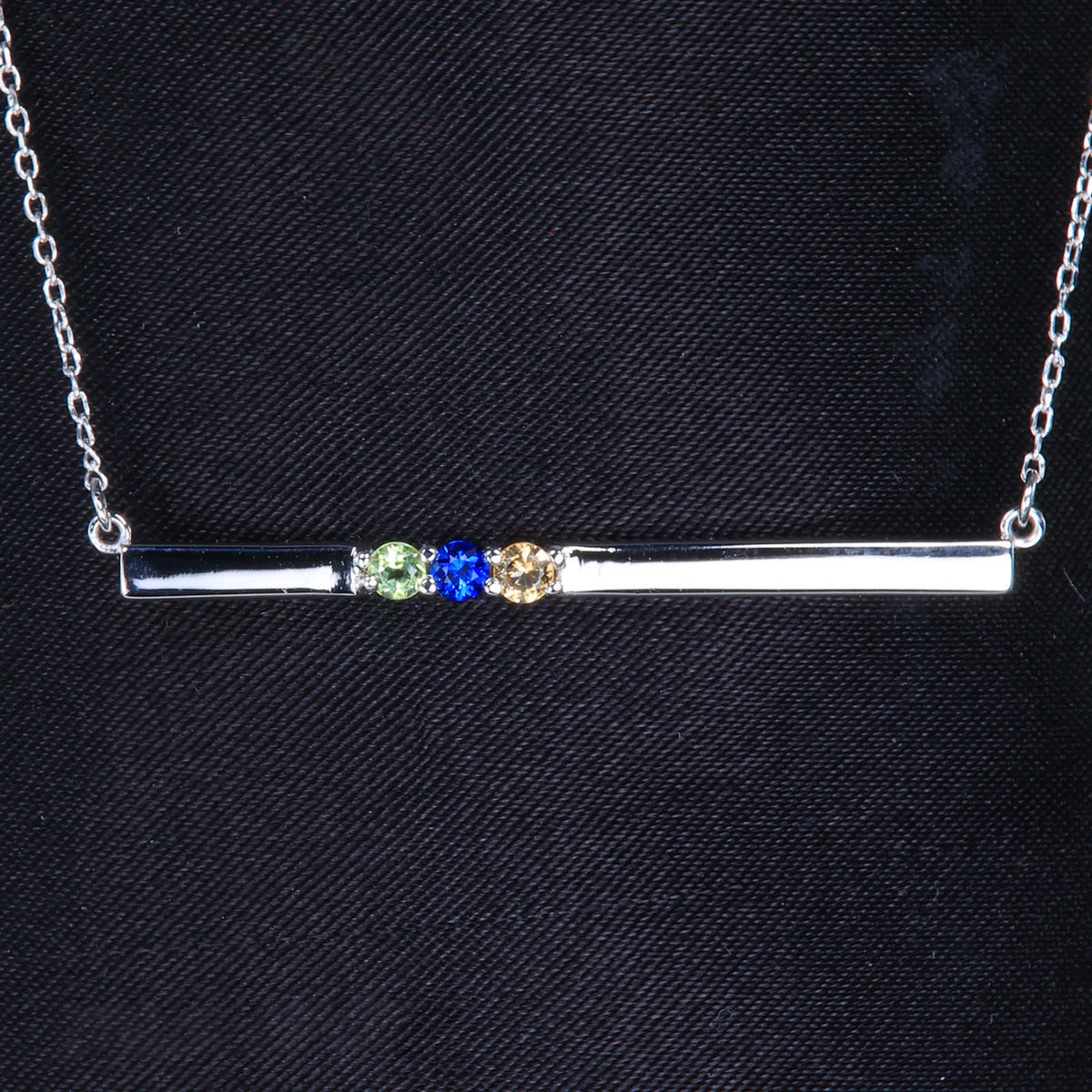 Bar Necklace for Mom 3 Birthstones