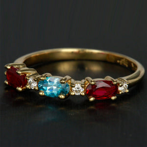 3 Birthstone Christopher Michael Designed Ring With Oval Birthstones Set East to West* - MothersFamilyRings.com