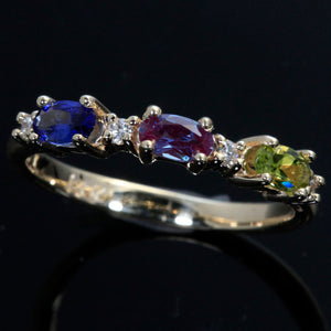 3 Birthstone Christopher Michael Designed Ring With Oval Birthstones Set East to West* - MothersFamilyRings.com