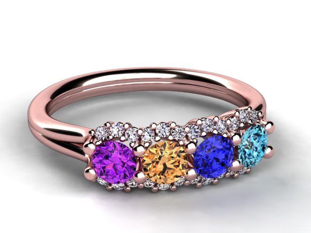Mother's Ring With Fine Diamond and Four Natural Birthstones* designed by Christopher Michael