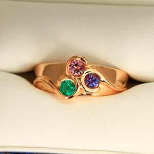 Larger Round Fine Natural Three Birthstone Mothers Ring* designed by Christopher Michael