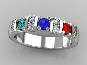 3 Birthstone Christopher Michael Designed Mothers Ring with Fine Diamonds* - MothersFamilyRings.com