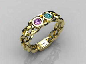 Custom Designed by Christopher Michael Mothers Ring With Two Bezeled 3mm Birthstones*