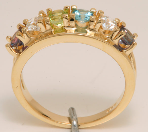 Five Birthstone Split Shank Mothers Ring* - MothersFamilyRings.com