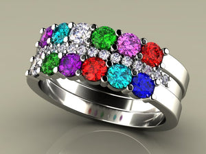 10 Birthstone Mothers Ring with Diamonds* Christopher Michael Design