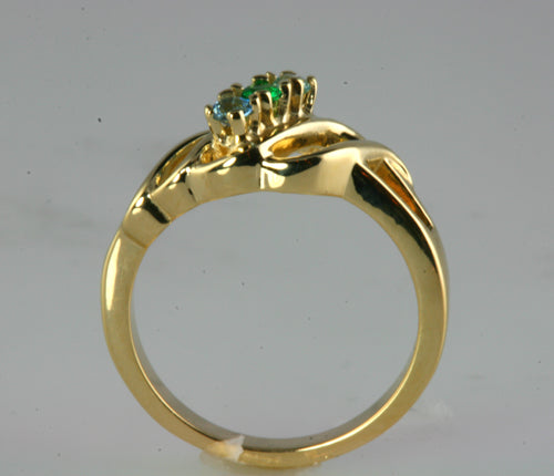Wave Mothers Ring with Three Fine Natural Birthstones* - MothersFamilyRings.com