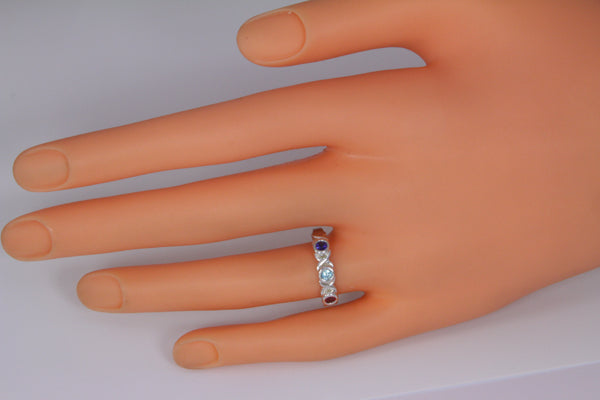 3 Stone Bezeled Hugs and Kisses Mothers Ring* Designed by Christopher Michael - MothersFamilyRings.com