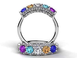 Mother's Ring With Fine Diamond and 5 Natural Birthstones* designed by Christopher Michael