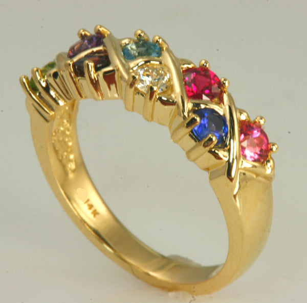 Eight Birthstone Weave Mothers Ring* - MothersFamilyRings.com