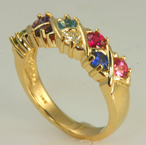 Eight Birthstone Weave Mothers Ring* - MothersFamilyRings.com
