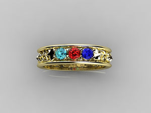 Christopher Michael designed Celtic Style Mothers Ring With Three 3mm Natural Birthstones*