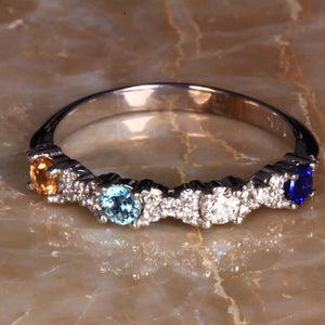 5 Birthstone Mothers Ring With .26 carats of Fine Diamonds by Christopher Michael* - MothersFamilyRings.com