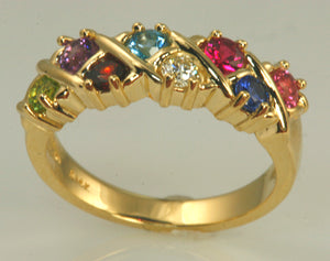 Eight Birthstone Weave Mothers Ring* - MothersFamilyRings.com