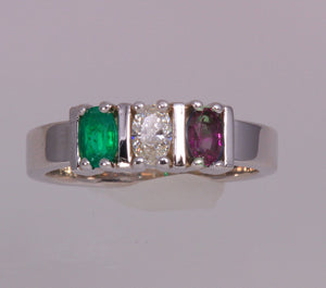 Two Stone Oval Mothers Ring with Bars* designed by Christopher Michael - MothersFamilyRings.com