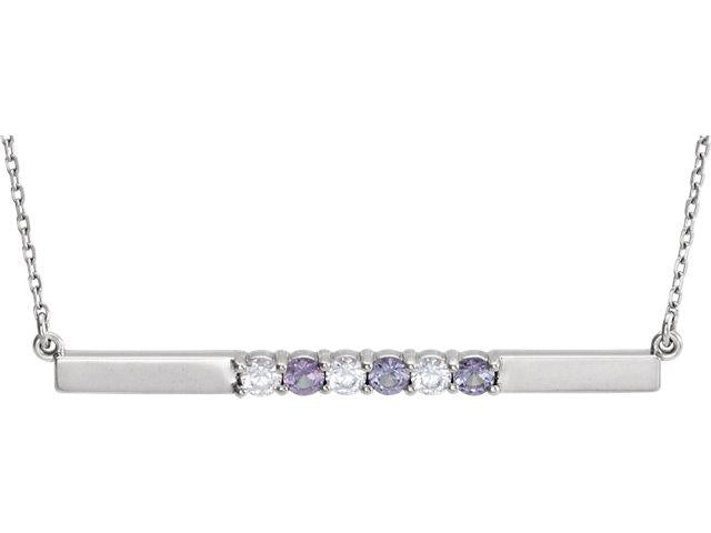 6 Stone Bar Necklace for Mom - mothers family rings