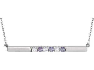 6 Stone Bar Necklace for Mom - mothers family rings