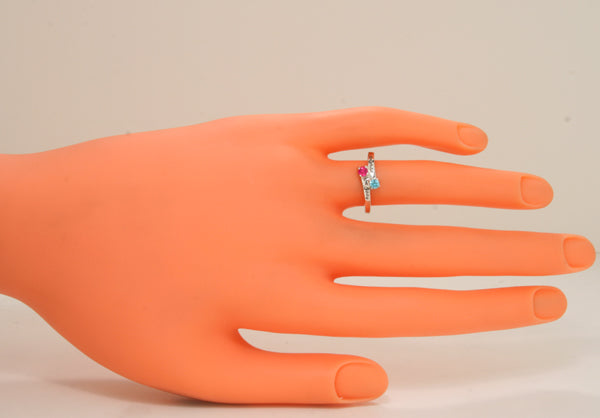 Engraved Ring With Two 3mm Natural Gems* - MothersFamilyRings.com