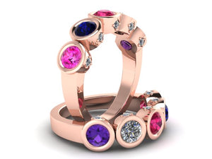 Christopher Michael Design with 5 Bezel Set Gemstones and Diamonds