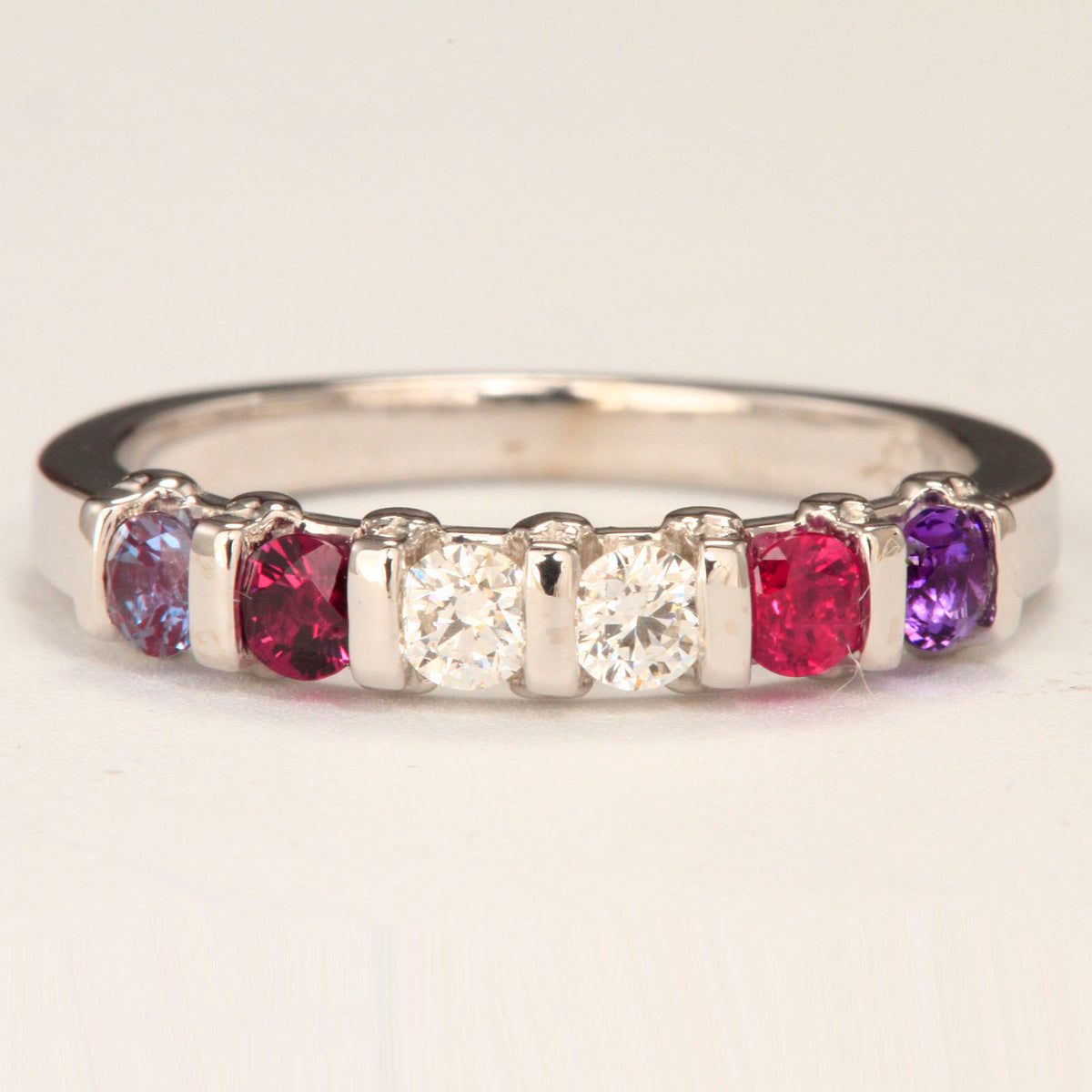 6 Stone Christopher Michael Design Mother's Ring / Band Heart* - MothersFamilyRings.com
