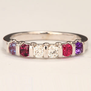 6 Stone Christopher Michael Design Mother's Ring / Band Heart* - MothersFamilyRings.com
