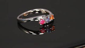 3 Stone Bypass Mothers Ring 3mm Birthstones* - MothersFamilyRings.com