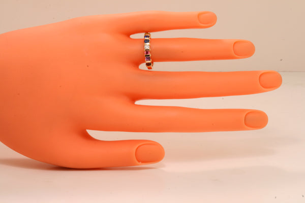 7 Stone Christopher Michael Design Mothers Ring 3mm With Heart Accent* - MothersFamilyRings.com