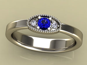 Classy 1 Birthstone Mothers Ring by Christopher Michael  with Fine Cut Diamonds* - MothersFamilyRings.com