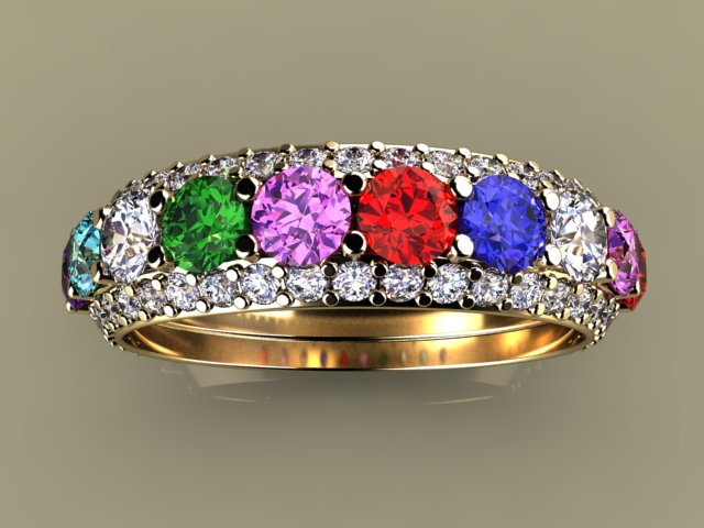 Ten Birthstone Mothers Ring by Christopher Michael*
