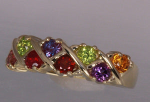 Eight Birthstone Weave Mothers Ring* - MothersFamilyRings.com