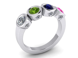 Christopher Michael Design with 4 Bezel Set Gemstones and Diamonds