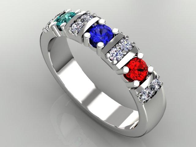Our Most Popular Mothers ring with Three Larger 3.5 mm Gems by Christopher Michael*
