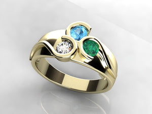 Larger Round Fine Natural Three Birthstone Mothers Ring* designed by Christopher Michael