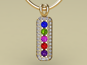 5 Birthstone Mothers Pendant with Diamonds Around by Christopher Michael* - MothersFamilyRings.com