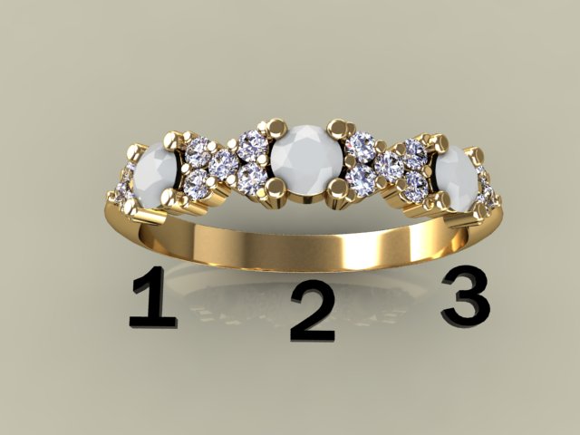 3 Birthstone Mothers Ring With .16 carats of Fine Diamonds by Christopher Michael* - MothersFamilyRings.com