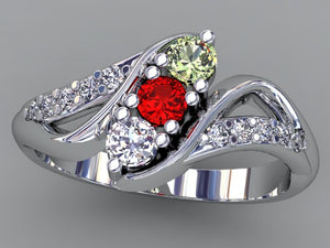 Christopher Michael Designed Twist Mothers Ring With Fine Cut Diamonds* - MothersFamilyRings.com