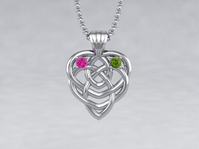 Celtic Mothers Birthstone Pendant 2 Stone*