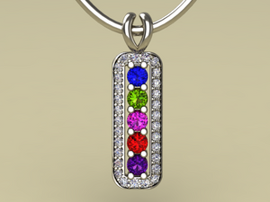5 Birthstone Mothers Pendant with Diamonds Around by Christopher Michael* - MothersFamilyRings.com
