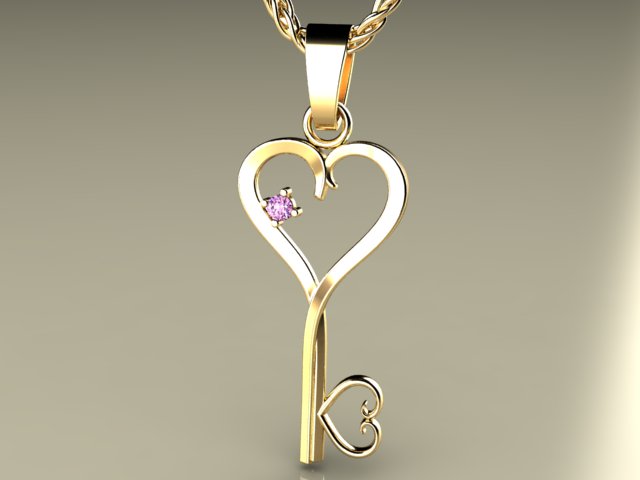 One Birthstone Key To Hearts Mothers Pendant* Christopher Michael Design