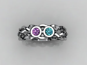Custom Designed by Christopher Michael Mothers Ring With Two Bezeled 3mm Birthstones*