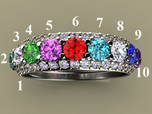 Ten Birthstone Mothers Ring by Christopher Michael*